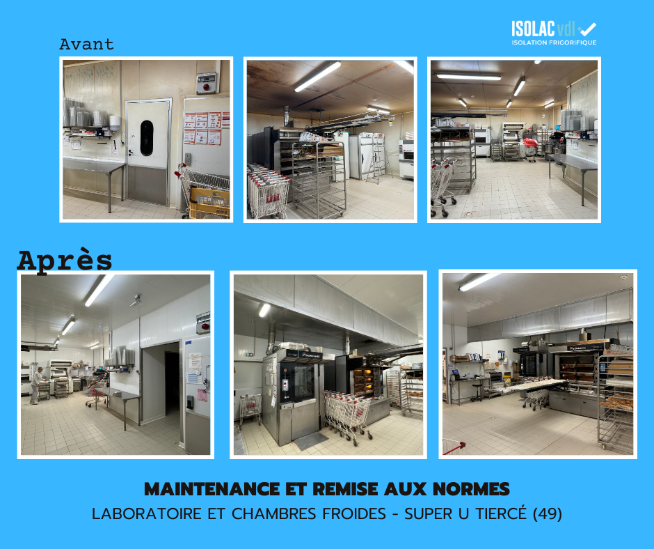 avant / apr&egrave;s les travaux de maintenance pour le SUPER U de Tierc&eacute; (49)